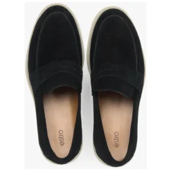 Mocassins noirs pour hommes en vrai velours italien
