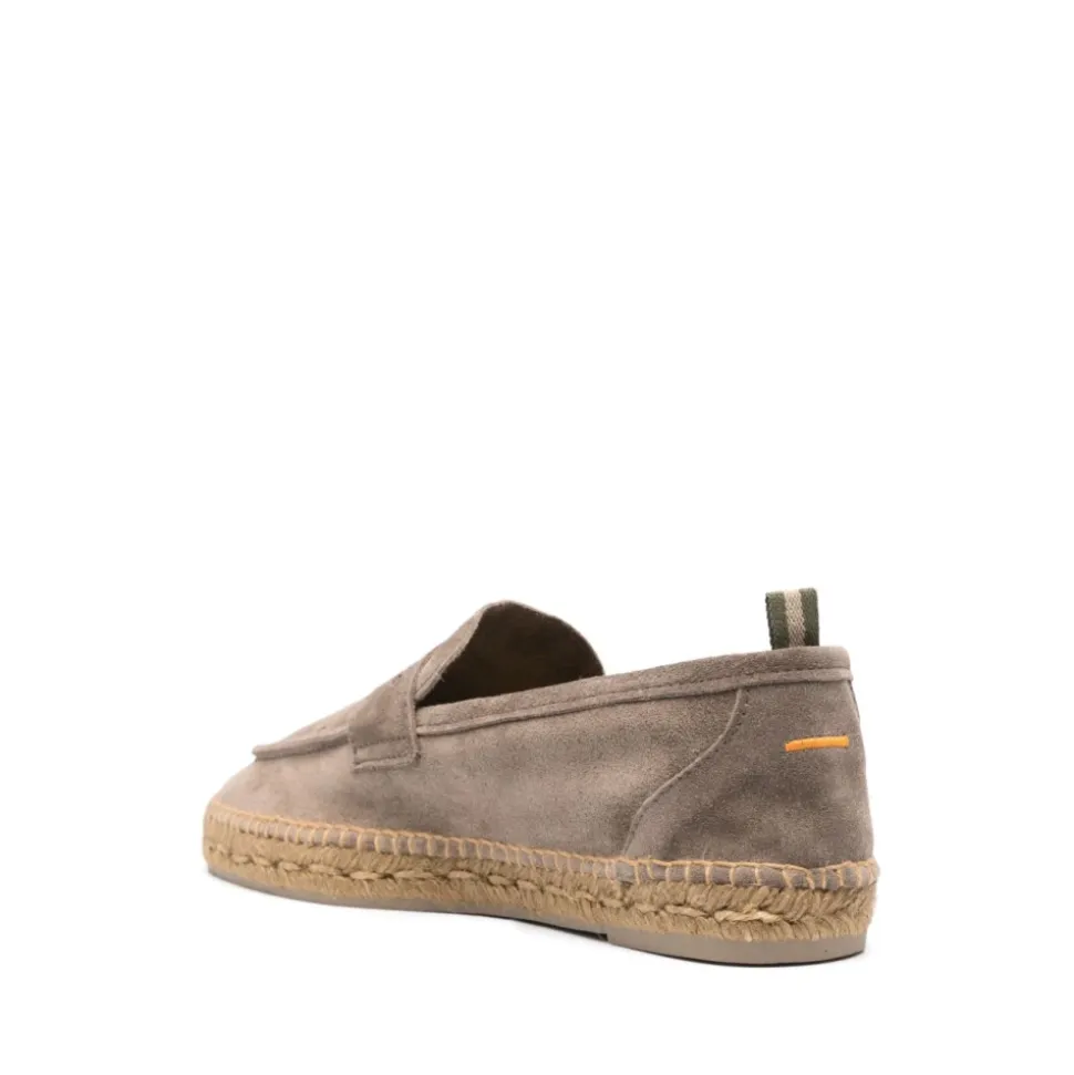 Mocassins plats gris avec semelle tressée