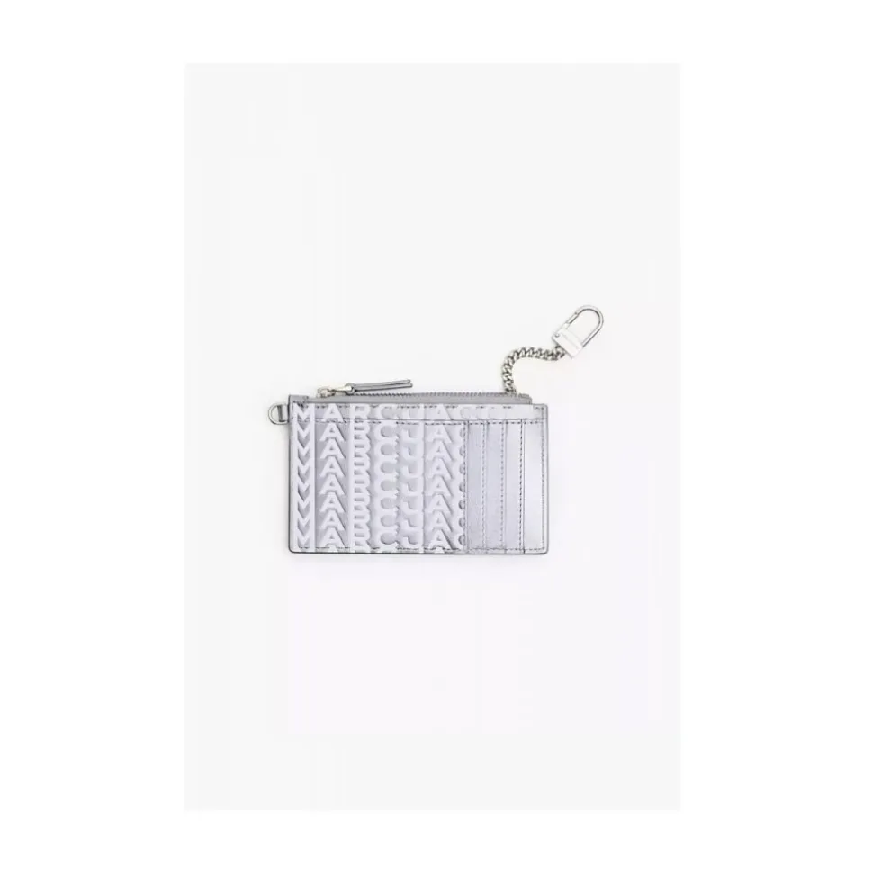 Monogram Metallic Top Zip Wristlet Wallet