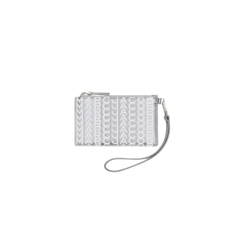 Monogram Metallic Top Zip Wristlet Wallet