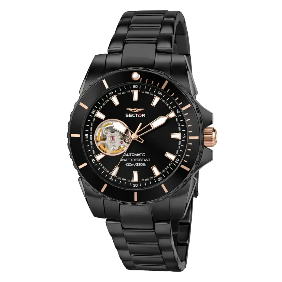 Montre Automatique Homme Acier Noir