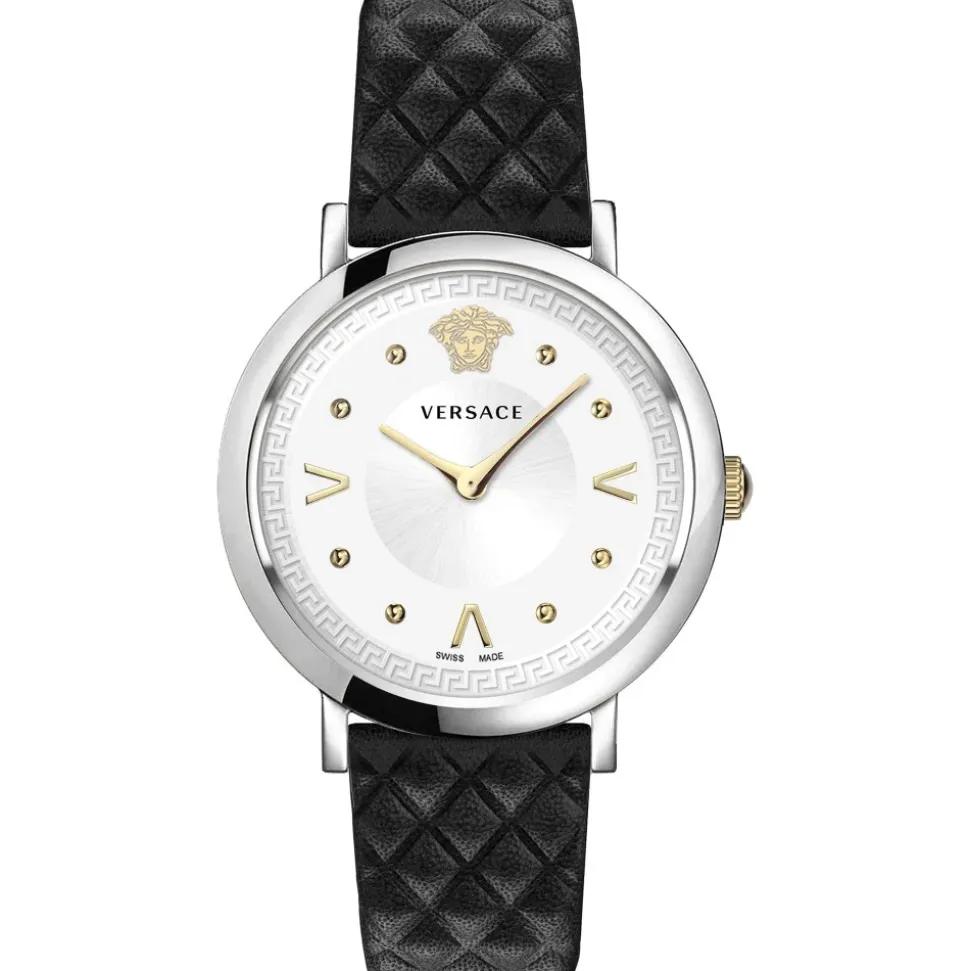 Montre Chic Femme Cuir Noir Argent