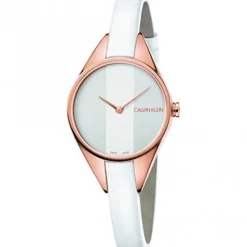 Montre Quartz Calvin Klein Rebel avec Bracelet en Cuir Blanc