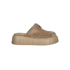 Mules en daim beige