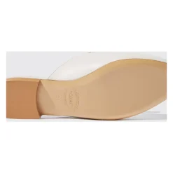 Mules à Pompons en Cuir Blanc