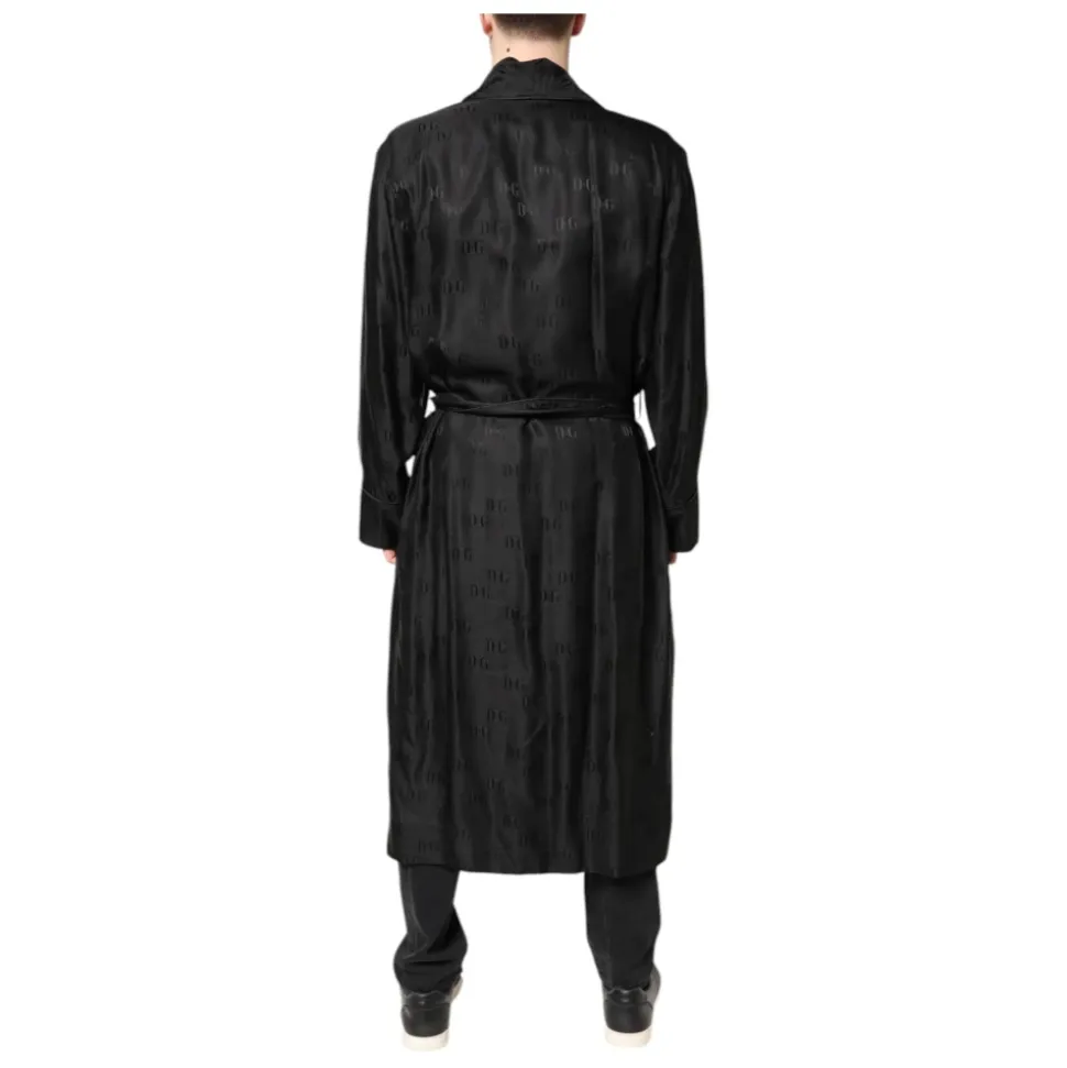 Noir Soie DG Logo Homme Veste Enveloppante