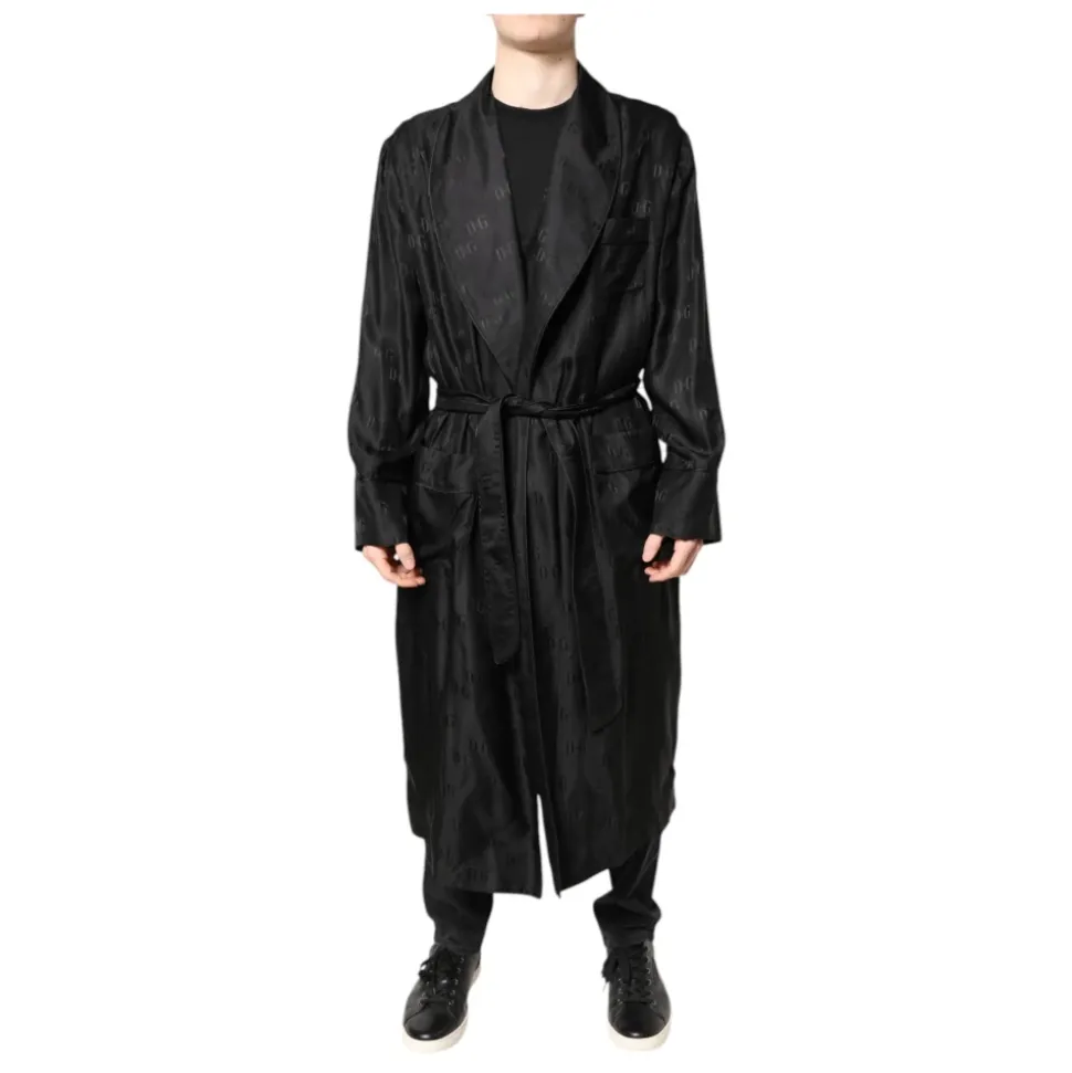 Noir Soie DG Logo Homme Veste Enveloppante