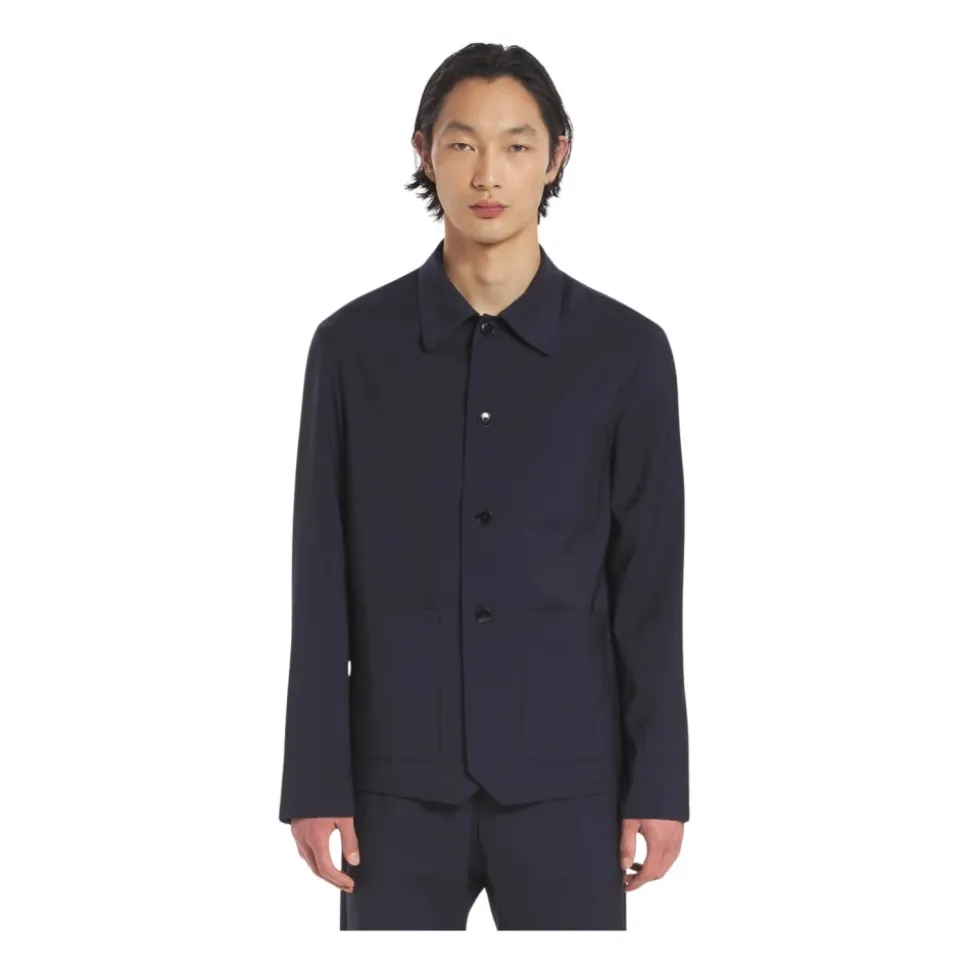 Overshirt en laine fresco avec fermeture boutonnée