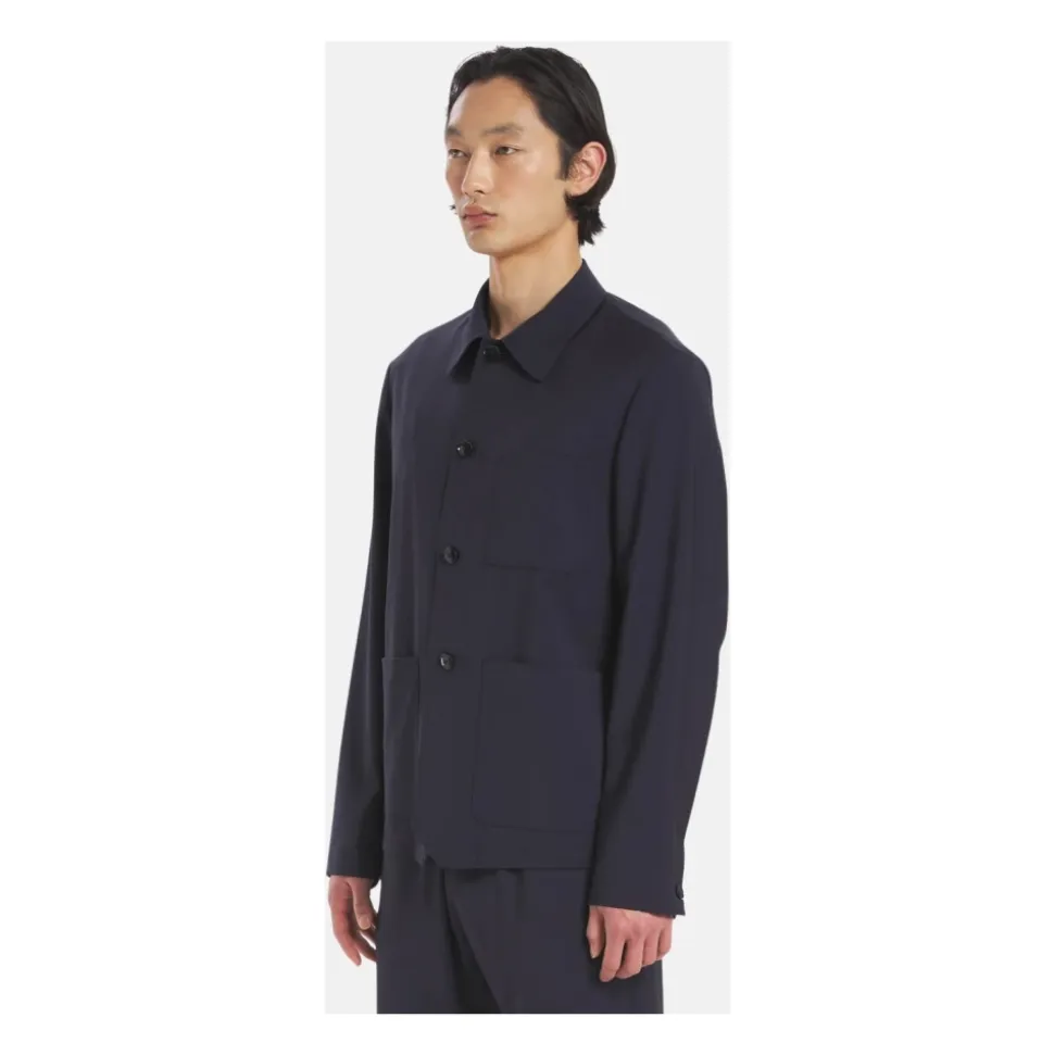 Overshirt en laine fresco avec fermeture boutonnée