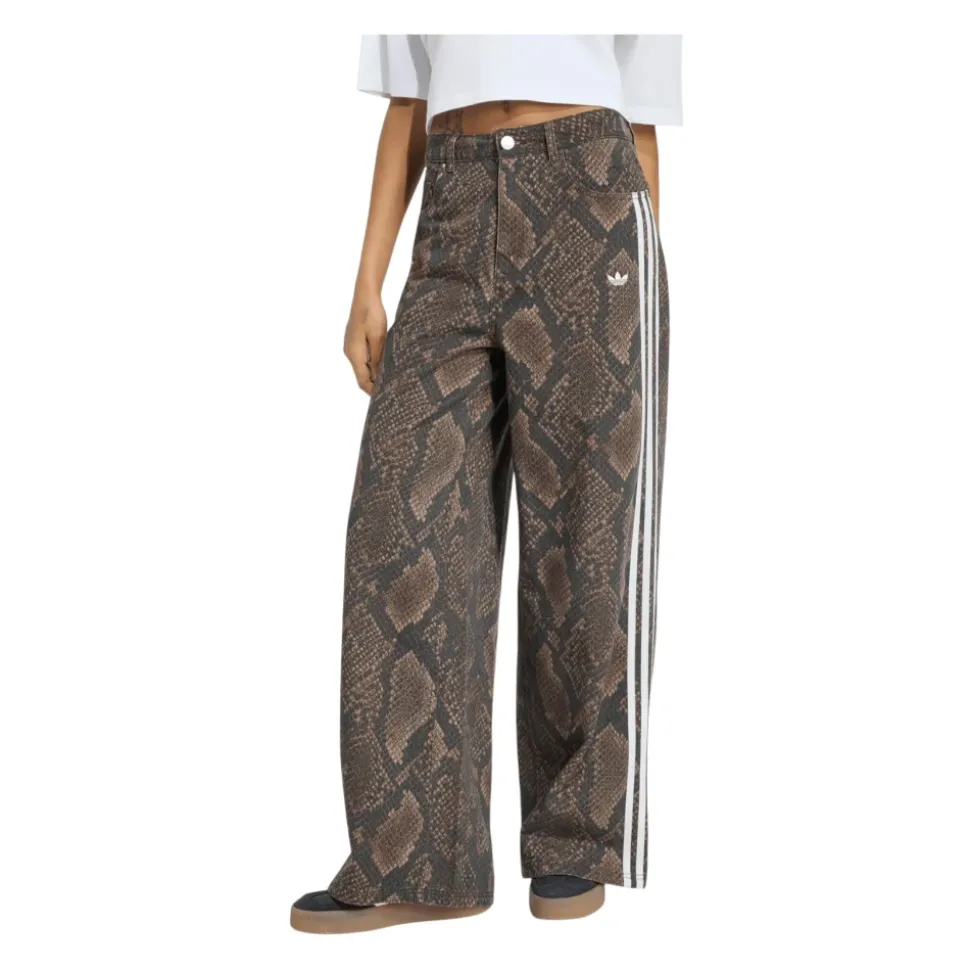 Pantalon ample en denim à imprimé serpent