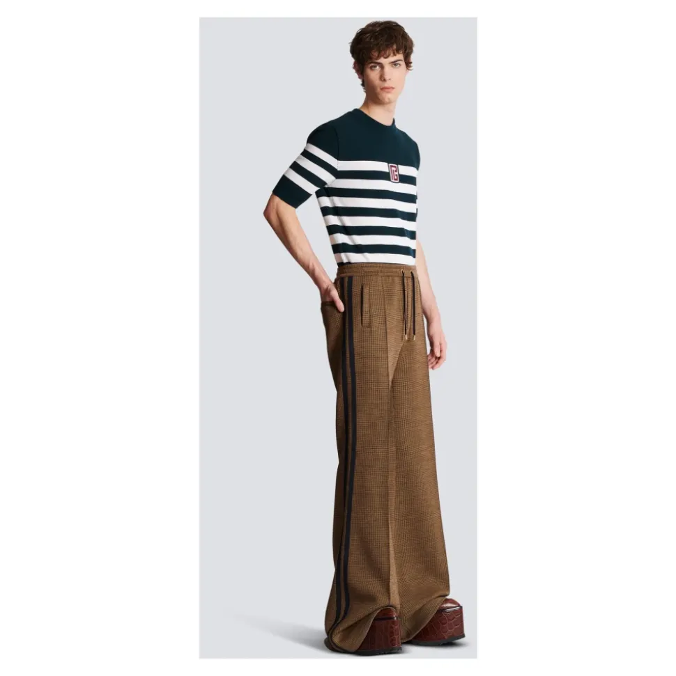Pantalon casual en jacquard pied-de-poule