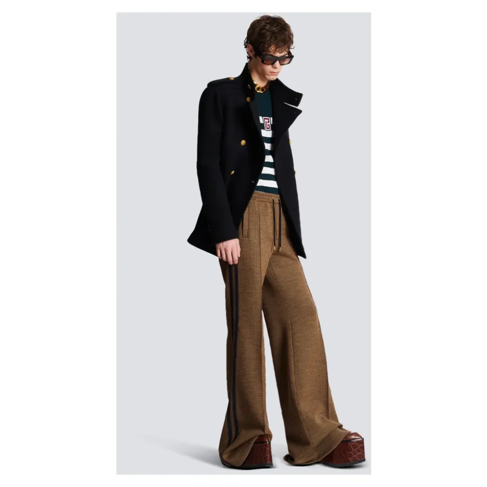 Pantalon casual en jacquard pied-de-poule