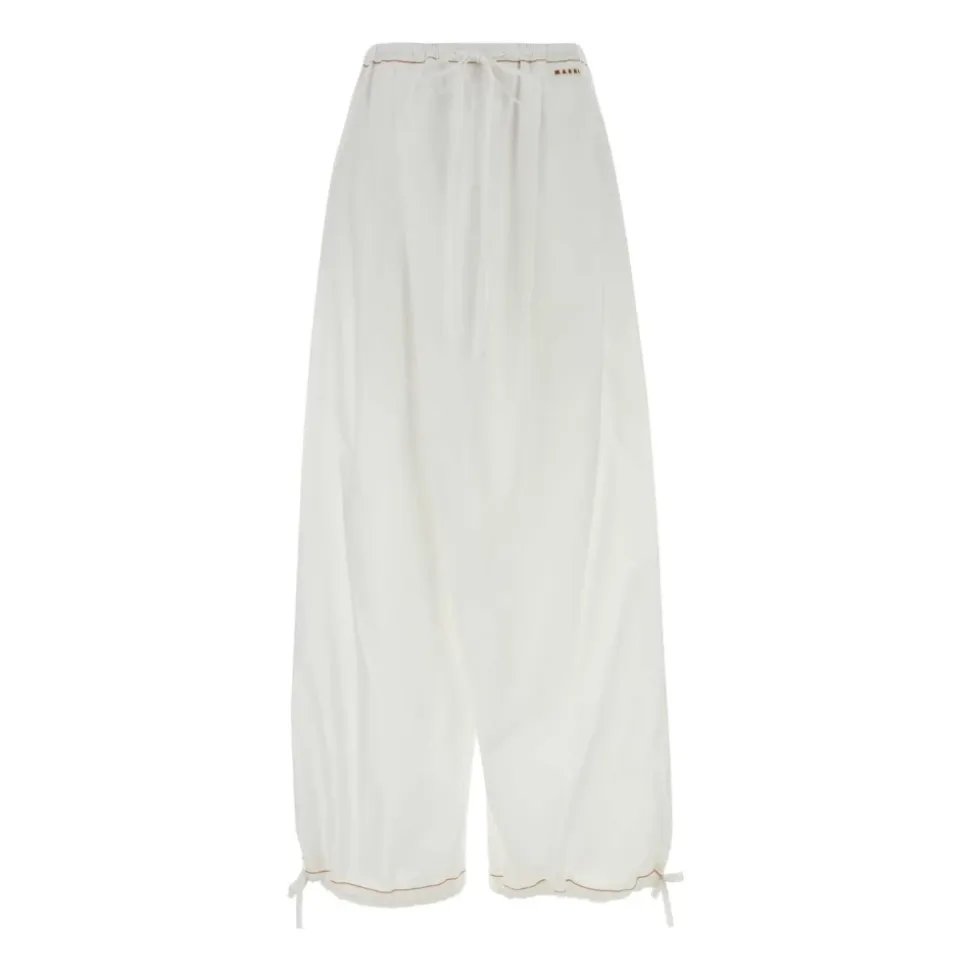 Pantalon à Cordon Coulissant en Popeline