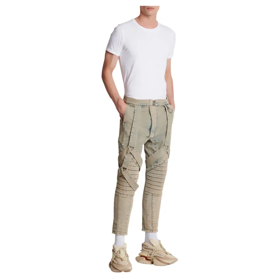 Pantalon en denim Sandy à Multiples Bretelles