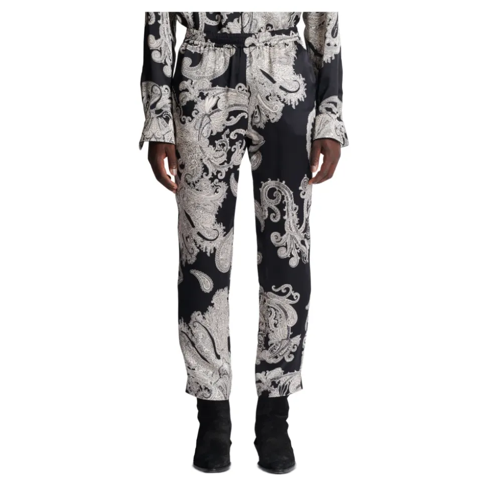 Pantalon en soie imprimé cachemire