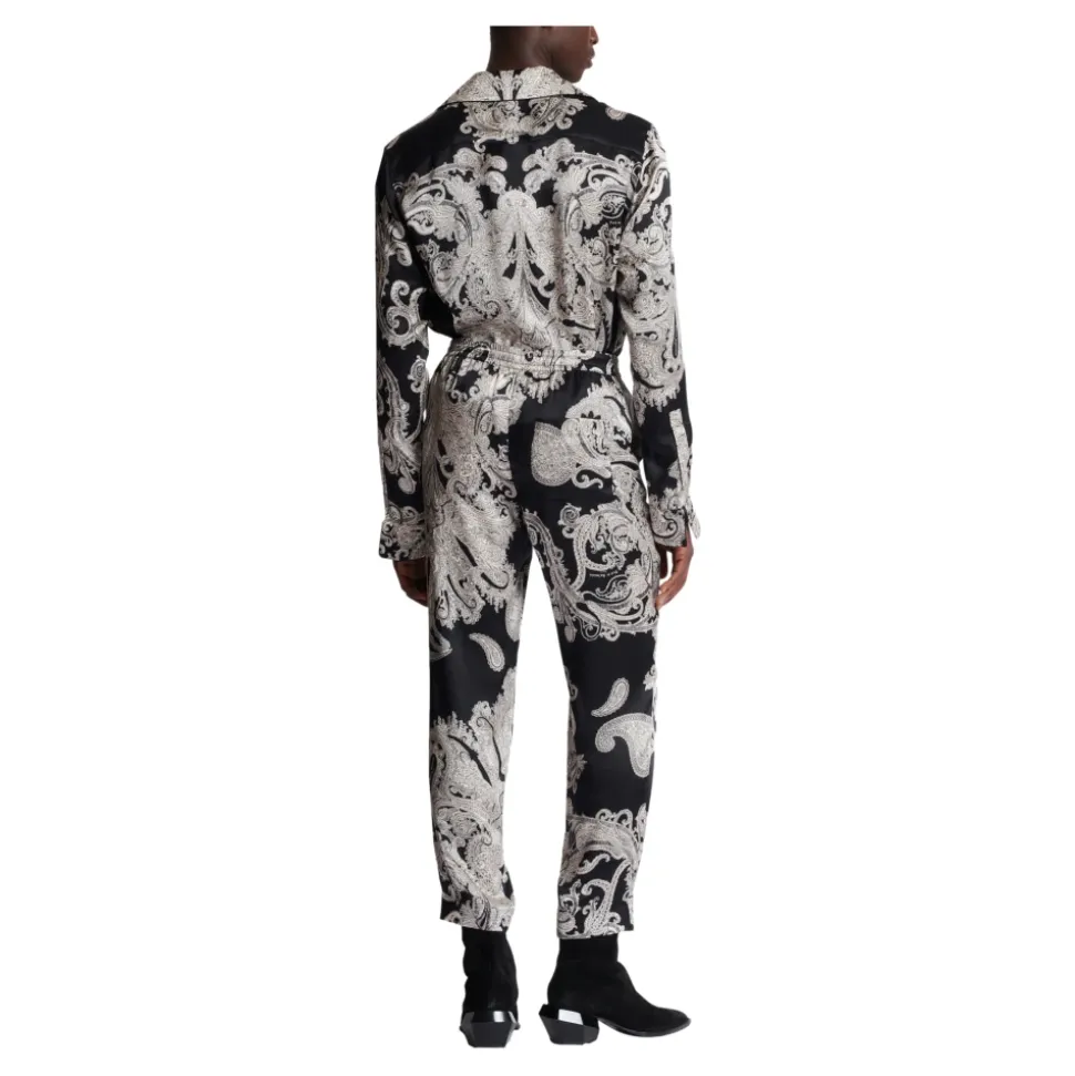 Pantalon en soie imprimé cachemire