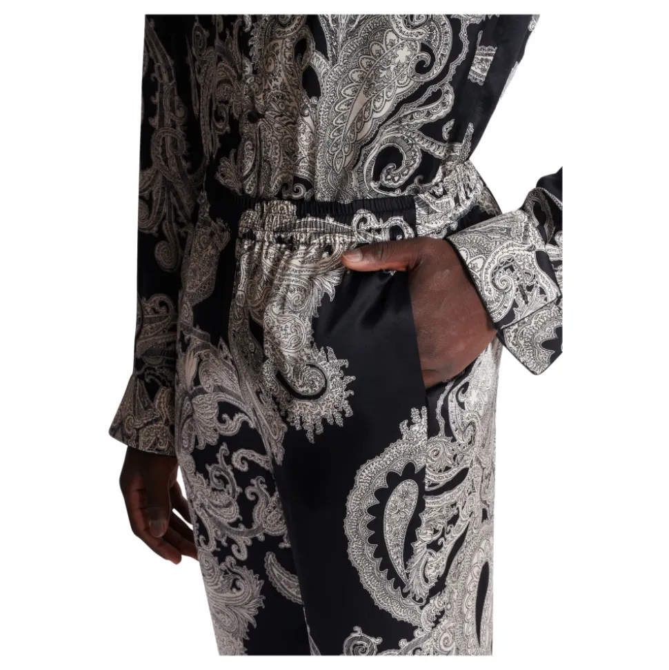Pantalon en soie imprimé cachemire