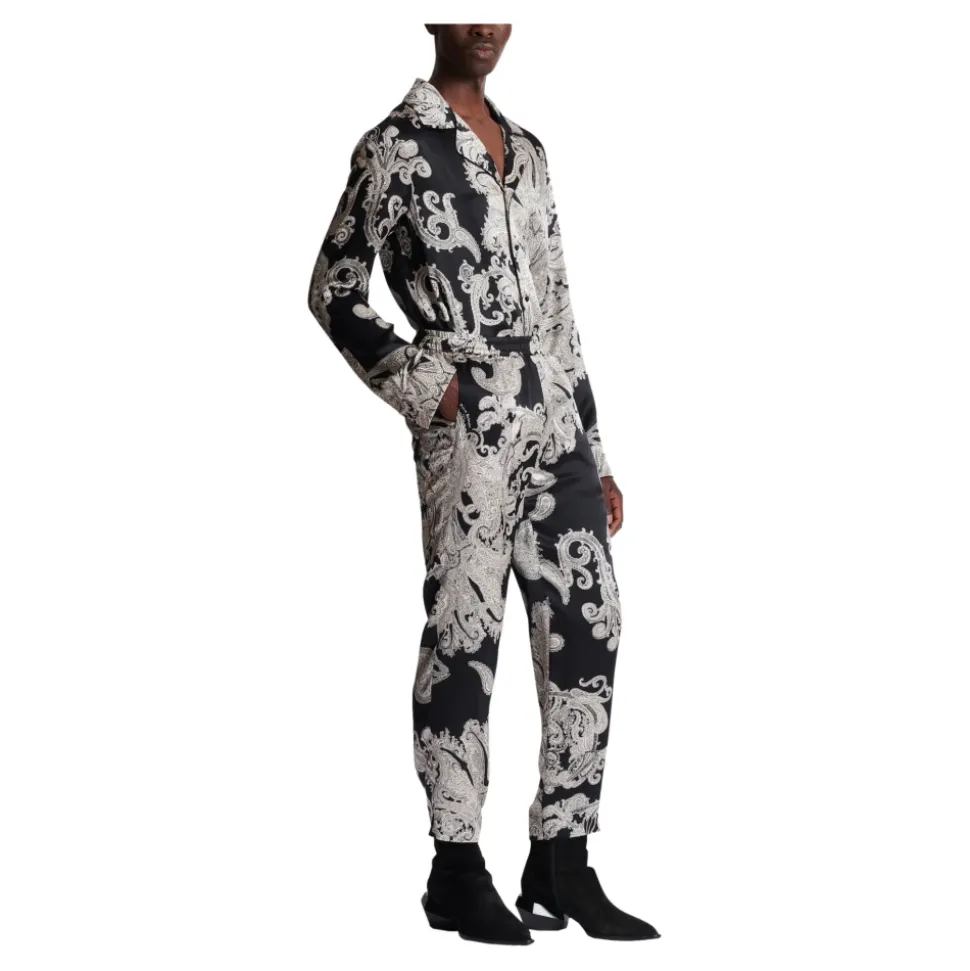 Pantalon en soie imprimé cachemire