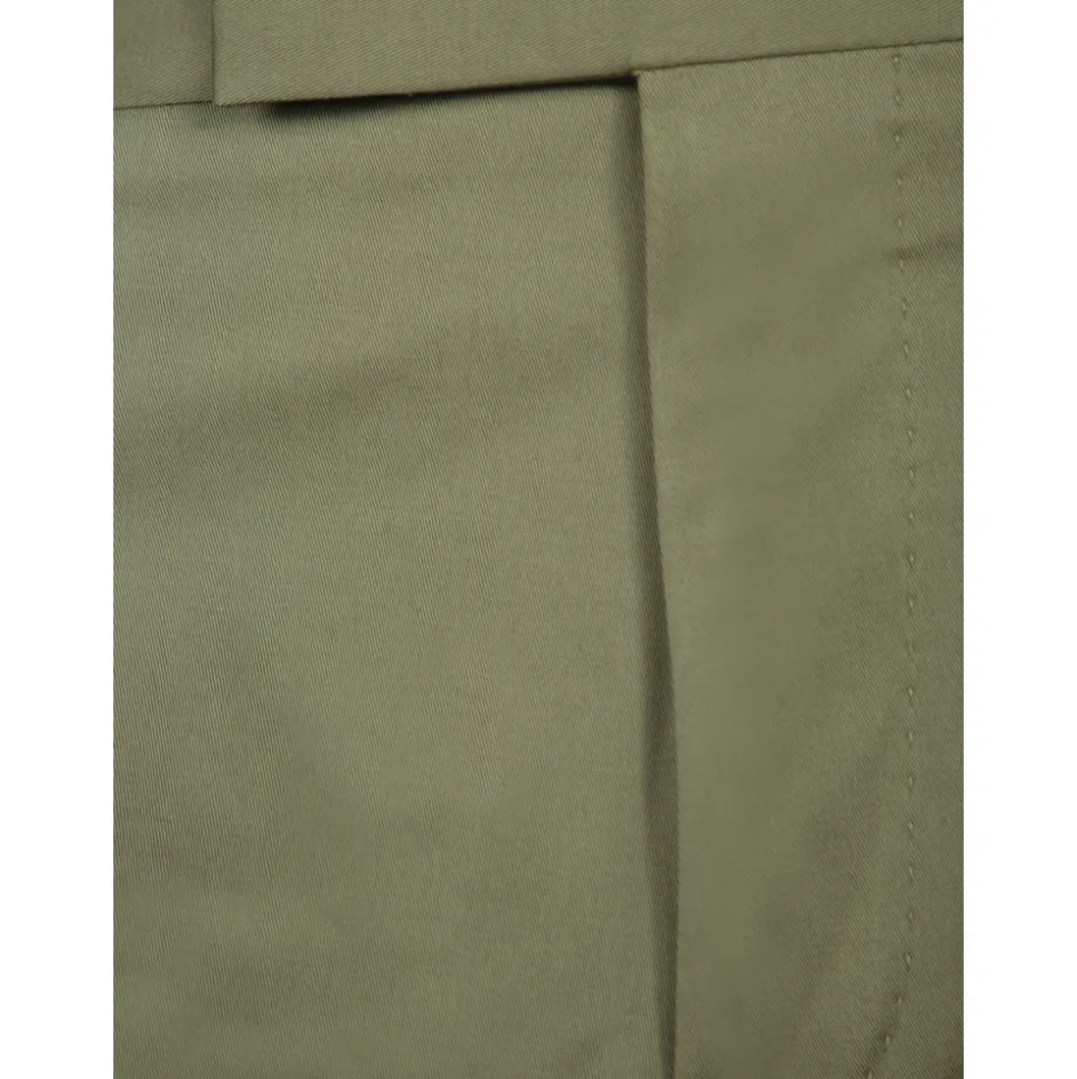 Pantalon en Twill de Coton Vert Militaire