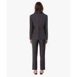 Pantalon Fluide Taille Haute en Laine et Soie
