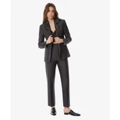 Pantalon Fluide Taille Haute en Laine et Soie