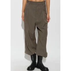 Pantalon Large en Laine Plissée