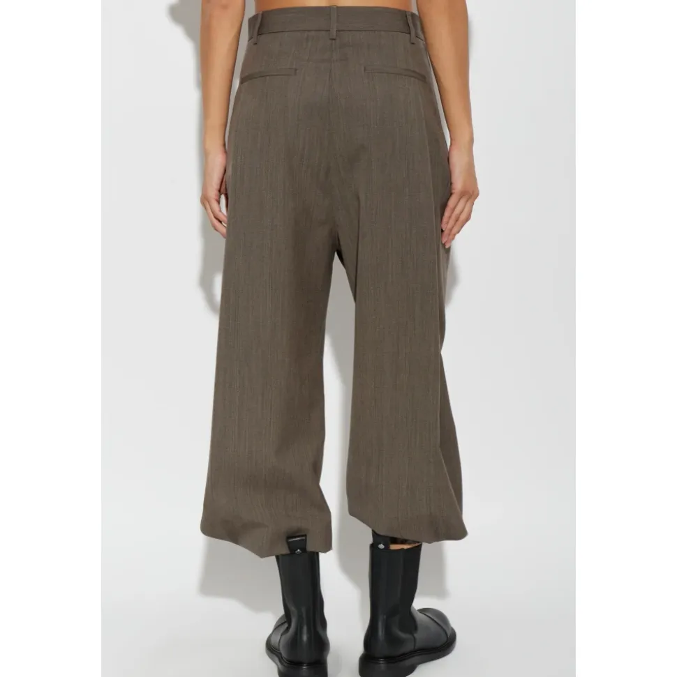 Pantalon Large en Laine Plissée