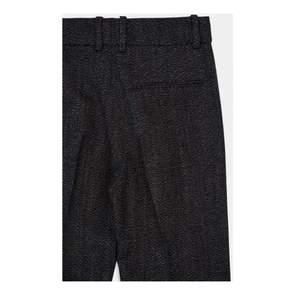 Pantalon Large Tailleur en Laine Caviar