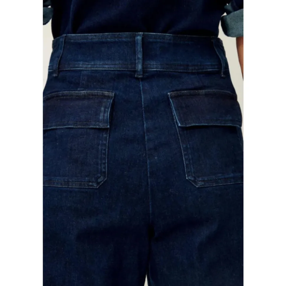 Pantalon évasé taille haute en denim