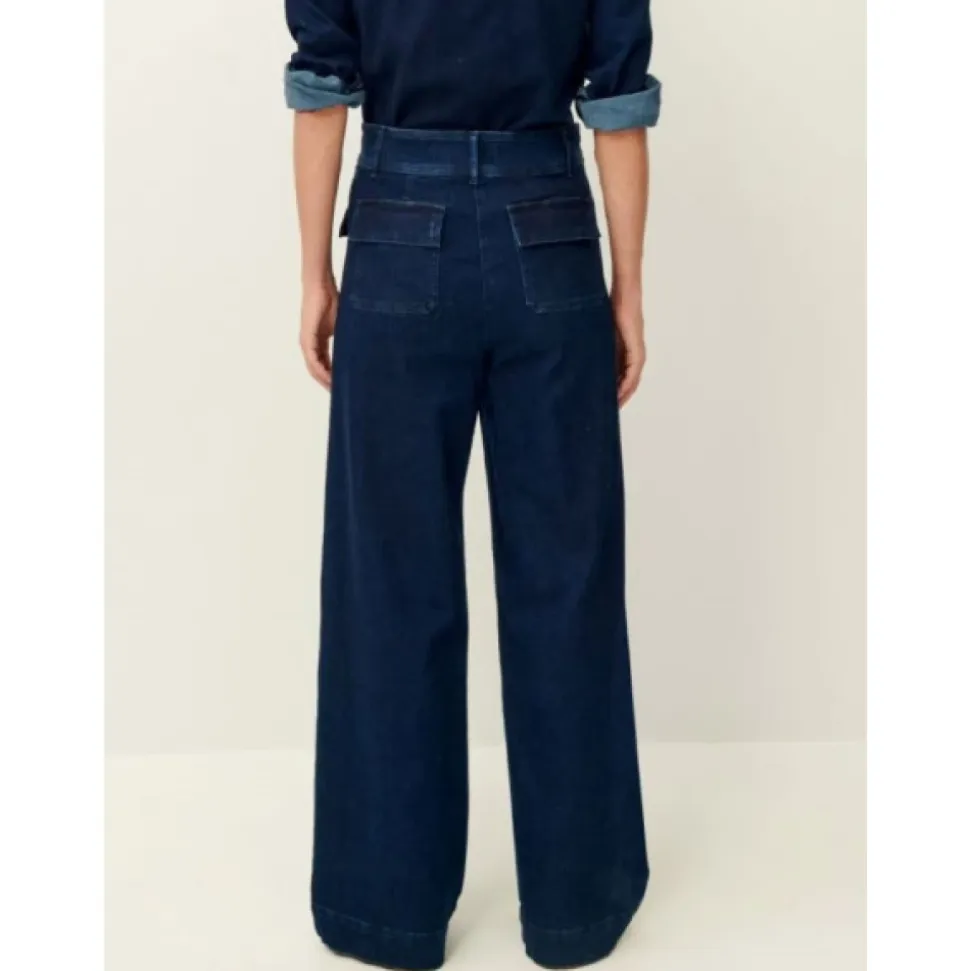 Pantalon évasé taille haute en denim