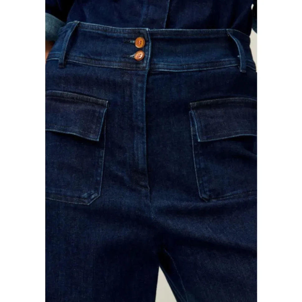 Pantalon évasé taille haute en denim