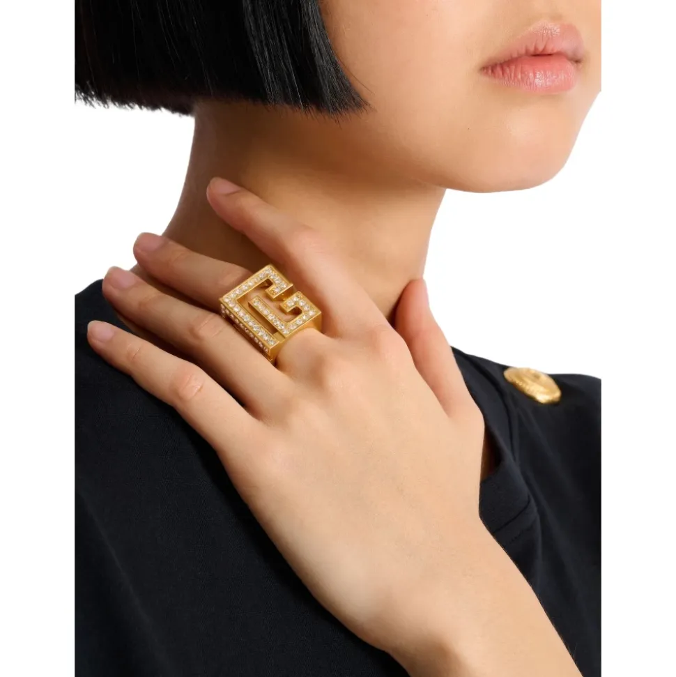 PB 3D Rhinestone Cube Ring