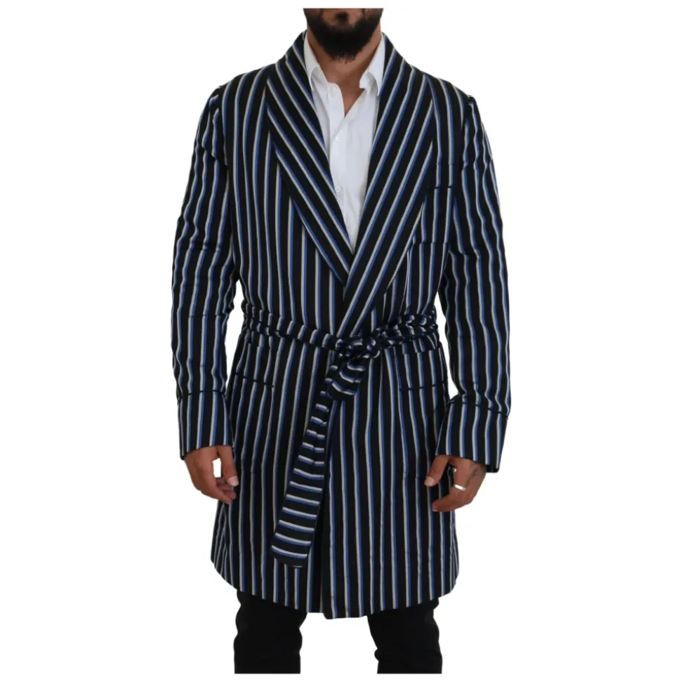 Peignoir Noir Bleu avec Doublure Imprimée Martini