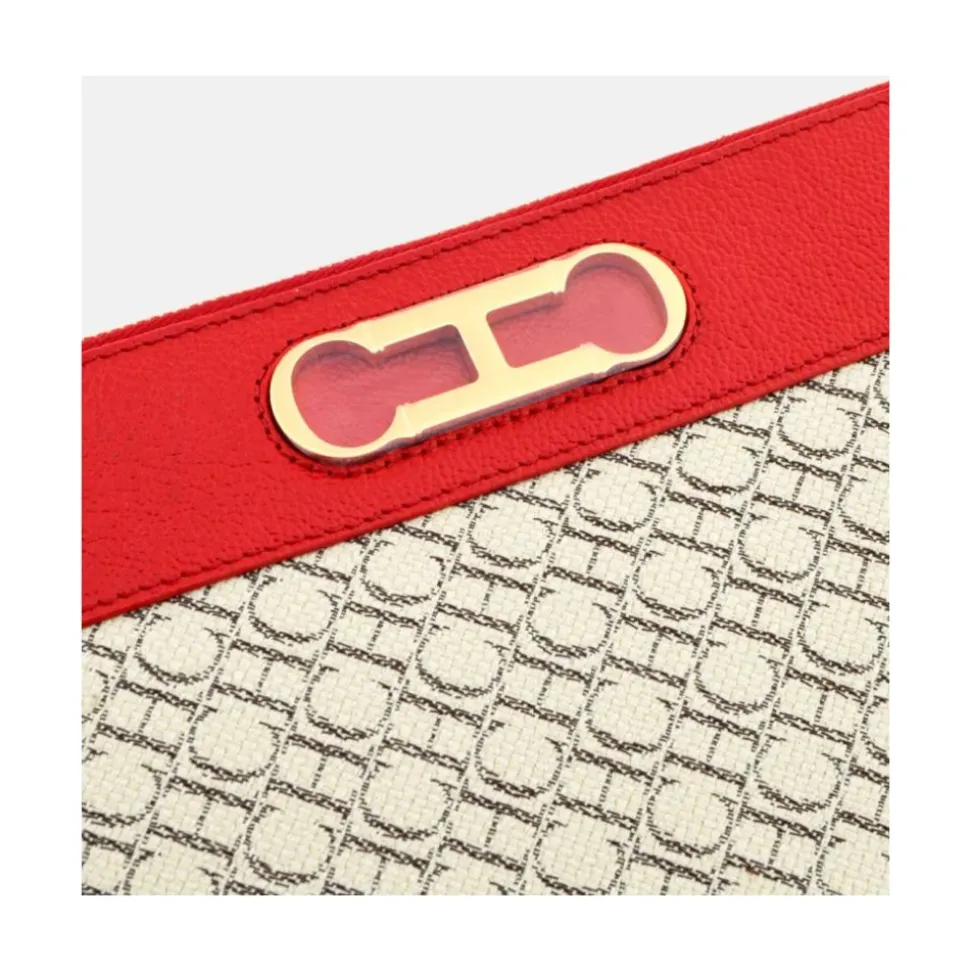 Pochette Insignia en Toile et Cuir Rouge