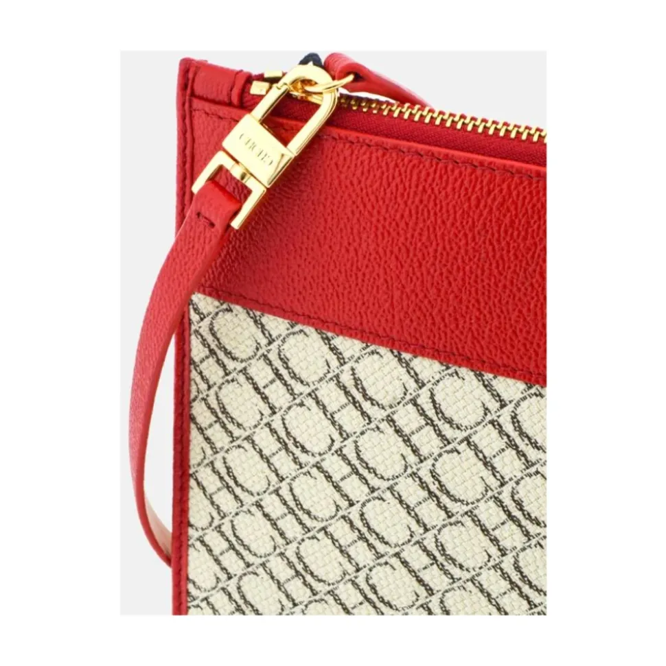 Pochette Insignia en Toile et Cuir Rouge