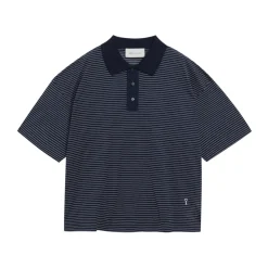Polo Coupe Carrée Rayé avec Patch Ami De Coeur