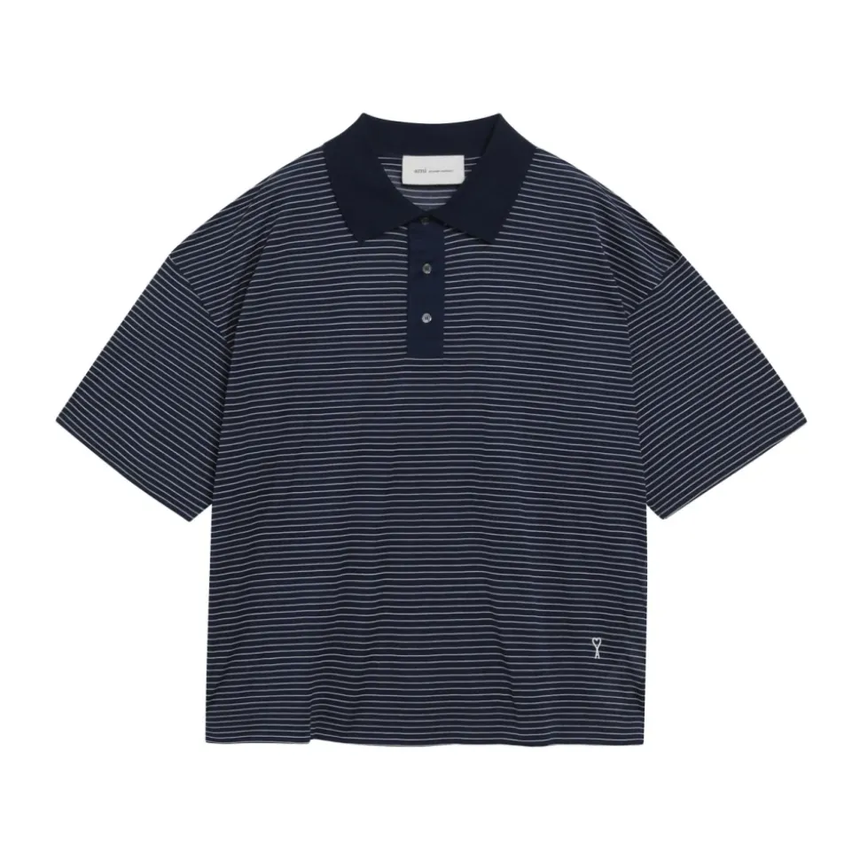 Polo Coupe Carrée Rayé avec Patch Ami De Coeur