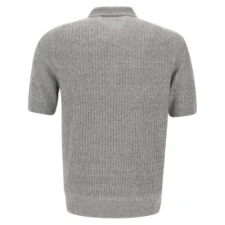 Polo en maille côtelée de lin et coton