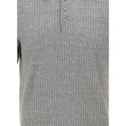 Polo en maille côtelée de lin et coton