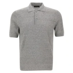 Polo en maille côtelée de lin et coton
