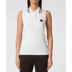 Polo sans manches à imprimé griffe