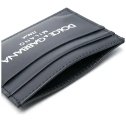 Porte-cartes en Cuir Bleu Nuit avec Logo Imprimé