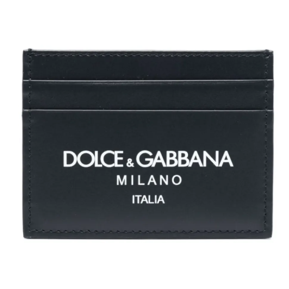 Porte-cartes en Cuir Bleu Nuit avec Logo Imprimé