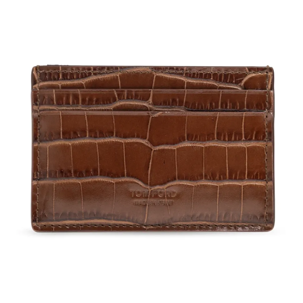 Porte-cartes en cuir embossé crocodile