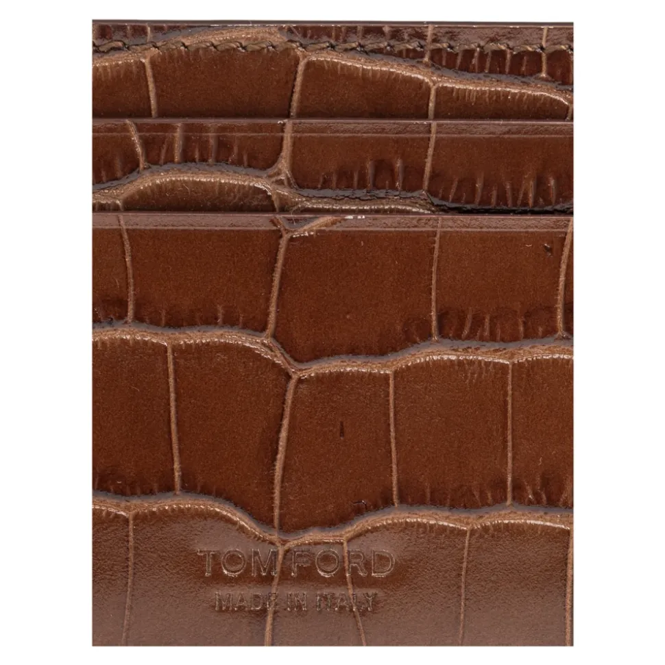 Porte-cartes en cuir embossé crocodile