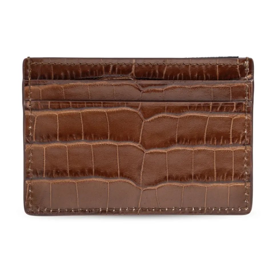 Porte-cartes en cuir embossé crocodile
