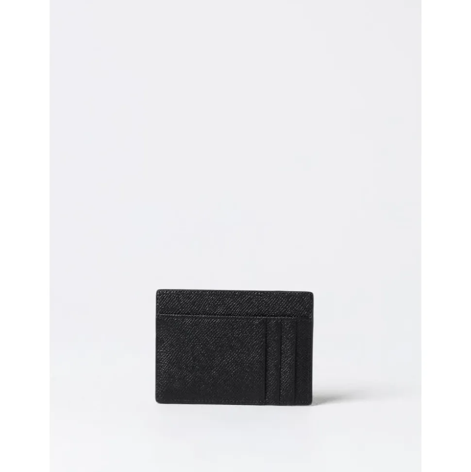 Porte-cartes en cuir noir