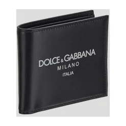 Portefeuille bi-fold en cuir avec logo