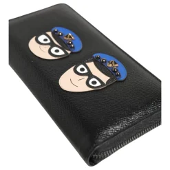 Portefeuille continental homme en cuir noir à fermeture éclair