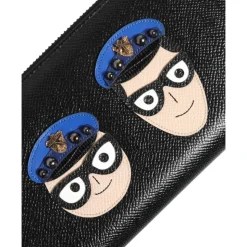 Portefeuille continental homme en cuir noir à fermeture éclair